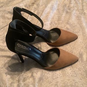 Nude & Black Suede Heels